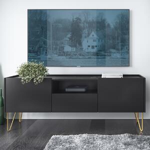 BUTORLINE TV szekrény HARMONY 01 fekete / fekete márvány