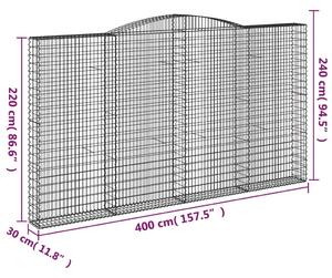 VidaXL 3 db íves horganyzott vas gabion kosár 400x30x220/240 cm