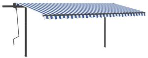 VidaXL kék és fehér automata napellenző póznákkal 5 x 3,5 m