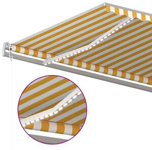 VidaXL sárga-fehér szélérzékelős és LED-es napellenző 500 x 350 cm