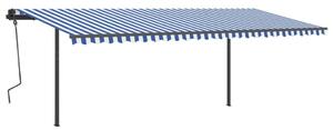 VidaXL kék-fehér automata szélérzékelős és LED-es napellenző 6 x 3,5 m