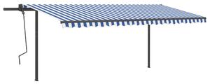 VidaXL kék-fehér automata szélérzékelős és LED-es napellenző 5 x 3,5 m