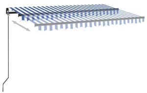 VidaXL kék és fehér kézzel kihúzható LED-es napellenző 450 x 350 cm