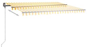 VidaXL sárga és fehér kézzel kihúzható LED-es napellenző 450 x 350 cm