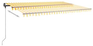 VidaXL sárga-fehér kézzel kihúzható póznás napellenző 500 x 350 cm