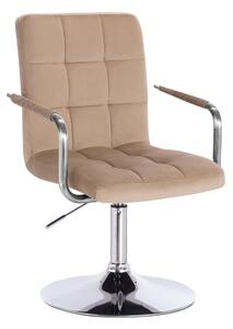 HR1015NP Latte modern velúr szék krómozott lábbal