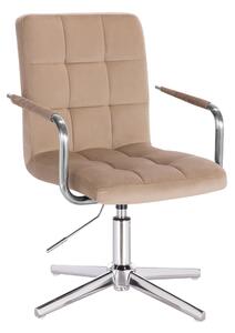 HR1015PCROSS Latte modern velúr szék krómozott lábbal