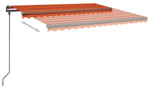 VidaXL narancs és barna kézzel kihúzható napellenző póznákkal 4,5x3,5m