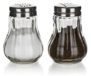 Asztali só-, borsszóró készlet, üveg és inox, 2 db, 7 cm Mono (KHPU292)