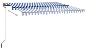 VidaXL kék és fehér kézzel kihúzható LED-es napellenző 4,5 x 3 m