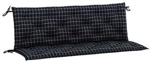 2 db fekete kockás szövet kerti padpárna 150 x 50 x 7 cm