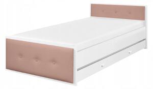 DO BETTY kárpitozott gyerekágy ágyneműtartóval 90x200 – fehér / rózsaszín