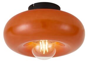 Retro Fekete Mennyezeti Lámpa Narancssárga Üveggel 30cm - Glaze