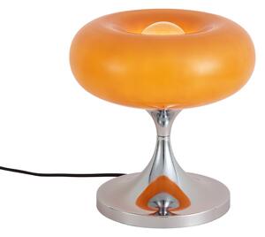Retro asztali lámpa króm narancssárga üveg búrával 31 cm - Glaze