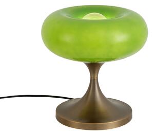 Retro asztali lámpa sötét bronz zöld üveg búrával 31 cm - Glaze