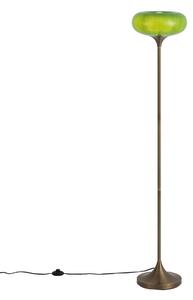 Retro állólámpa sötét bronz zöld üveg búrával 150 cm - Glaze