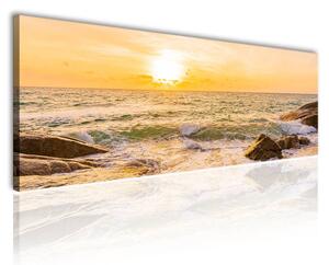 120x50cm - Aranysárga tengerpart vászonkép