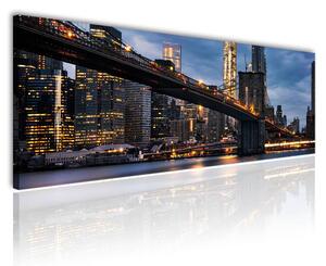 120x50cm - New York bridge éjszakai fényekben vászonkép