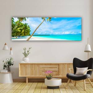 120x50cm - Trópusi tengerpart és pálmafák vászonkép