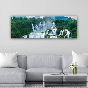 120x50cm - Gyönyörű türkiz vízesés vászonkép