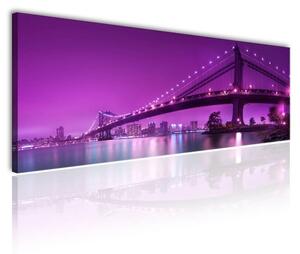 120x50cm - New York Brooklyn bridge lila vászonkép