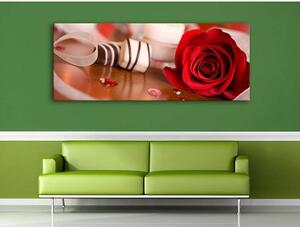 120x50cm - Vörös rózsa dísz vászonkép