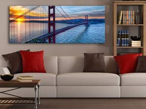 120x50cm - Naplemente és a Golden Gate híd vászonkép