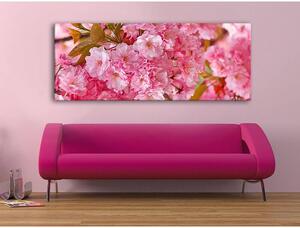 120x50cm - Rózsaszín virágok vászonkép