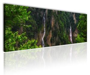 120x50cm - Sziklák és vízesés vászonkép