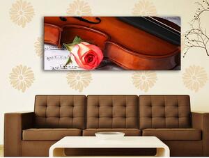120x50cm - Rózsa és hegedű vászonkép
