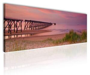 120x50cm - Lilás naplemente a tengerparton vászonkép