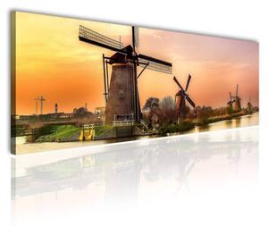 120x50cm - Holland szélmalmok vászonkép