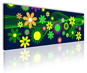 120x50cm - Színek és virágminta vászonkép