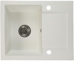DONZO gránit mosogató automata dugóemelő, szifonnal, fehér, beépíthető