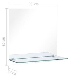 VidaXL edzett üveg falitükör polccal 50 x 50 cm