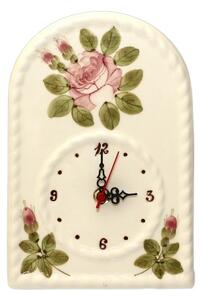 Romantikus rózsás óra,kerámia,kézzel festett-15x24x4cm