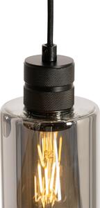 Modern függőlámpa fekete füstüveggel 3 fényű - Stavelot