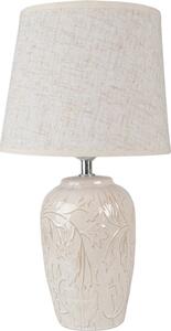 Kerámia asztali lámpa leveles, textil-műanyag lámpaernyővel, bézs, 20x37cm