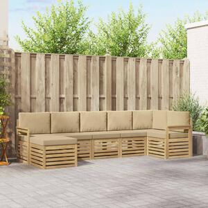 Kültéri kanapé szett 6 pcs Fehér és bézs 306 x 128,5 x 73 cm