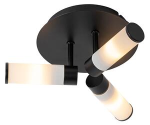 Modern fürdőszobai mennyezeti lámpa fekete 3 fényes IP44 - Kád