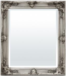 Antikolt jellegű ezüst faragott fali tükör 64x74x4cm