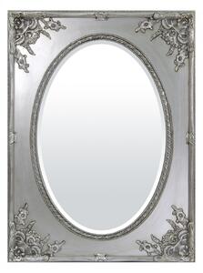 Ovális élcsiszolt fali tükör, antikolt jellegű ezüst blondel keretben 115x85x5cm