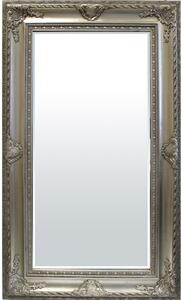 Négyszögletű élcsiszolt fali tükör, ezüst blondel keretben 150x90x4cm