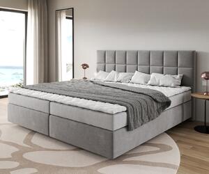 DELIFE Boxspring ágy Dream-Fine mikroszálas szürke 200x200 cm bonell matrac PU topper
