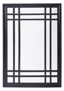 Szögletes fazettás fali tükör fekete apáca rácsos jellegű fa keretben 115x80x4cm