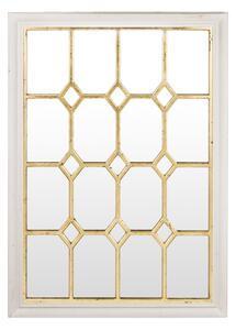 Fazettás szögletes fali tükör vintage arany-krém fa keretben 99x68,5x3,5cm