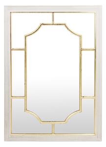Szögletes fali tükör arany fazettás koptatott fehér keretben 113x79x4cm
