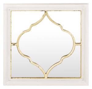 Szögletes fali tükör arany fazettás koptatott fehér keretben 59x59x3,5cm