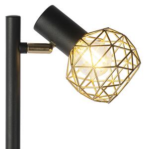 Design állólámpa fekete, arany színű, 3 lámpával állítható - Háló