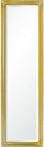Klasszikus stílusú élcsiszolt keskeny fali tükör dúsan faragott arany blondel keretben 127x36,5x2,5cm